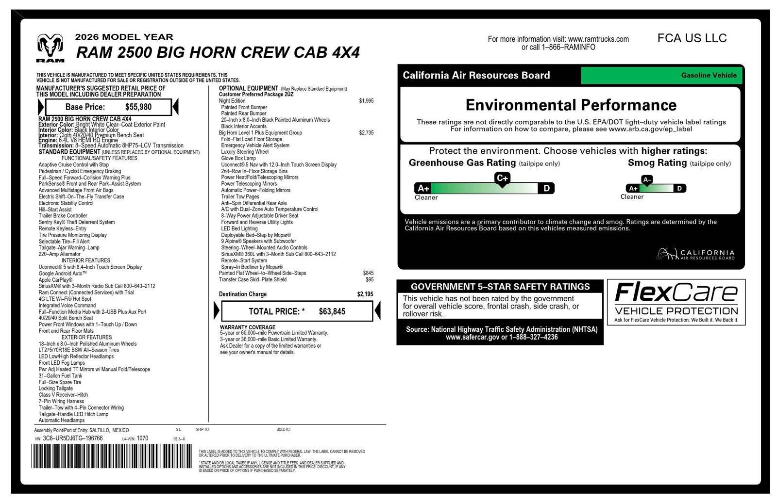 2026 RAM 2500 Big Horn Crew Cab 4x4 6'4' Box